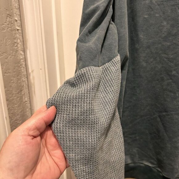 Buckle Gimmicks Green Ruched Drop Shoulder Acid Wash Mixed Media Sweatshirt M - Picture 4 of 10